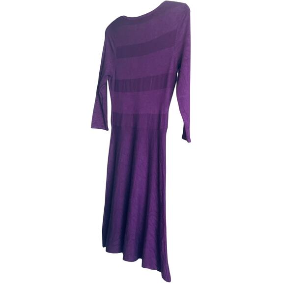 WORTHINGTON LONG SLV MIDI FIT & FLARE WAIST DRESS, WOMENS, S, PURPLE, ROUND NECK - Picture 6 of 11